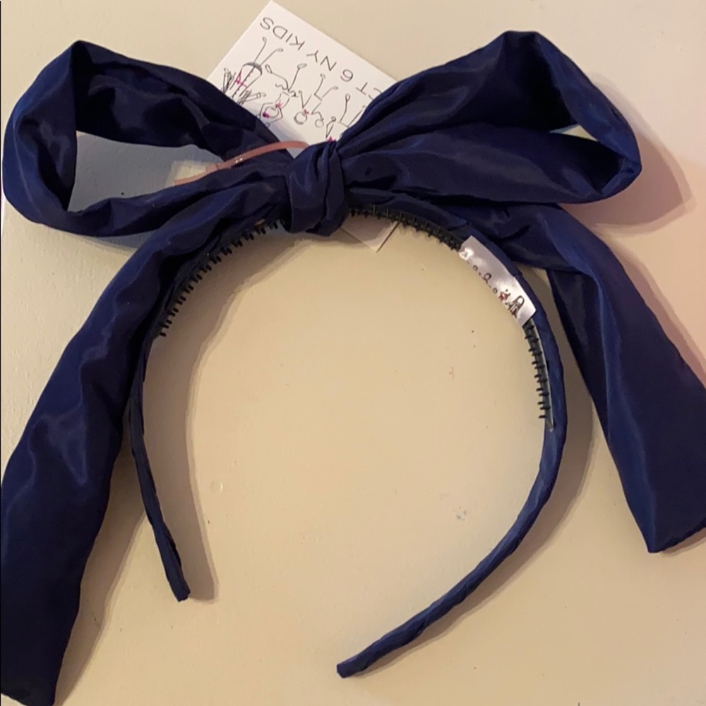 Navy Blue Headband with wire bow